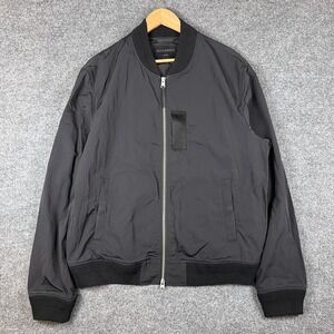 Allsaints Finch Bomber Jacket Mens L Black Full Zip Nylon Flight Military